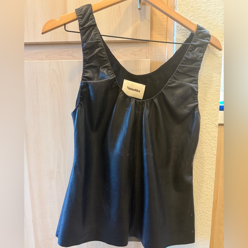 Nanushka vegan leather scoop neck tank top